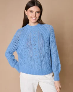 Oscar et Louise Pulls|Pull en Mohair & Laine mélangés Paola col rond bleu