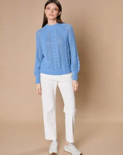 Oscar et Louise Pulls|Pull en Mohair & Laine mélangés Paola col rond bleu