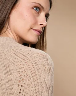 Oscar et Louise Pulls|Pull en Mohair & Laine mélangés Paola col rond beige chiné