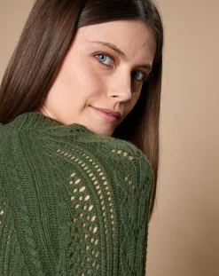 Oscar et Louise Pulls|Pull en Mohair & Laine mélangés Paola col rond kaki