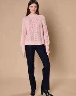 Oscar et Louise Pulls|Pull en Mohair & Laine mélangés Paola col rond vieux rose