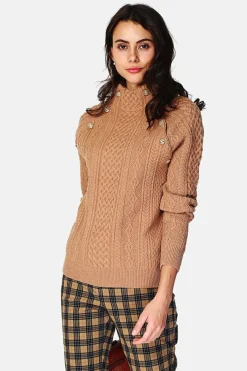 Assuili Pulls|Pull Encolure montante camel foncé