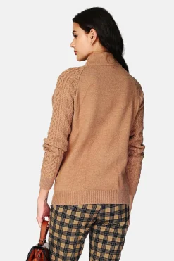 Assuili Pulls|Pull Encolure montante camel foncé