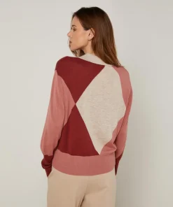 Rodier Pulls|Pull Eugénie en Laine mélangée beige/rose