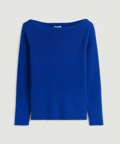 Rodier Pulls|Pull Ezia, col bateau côtelé bleu outremer