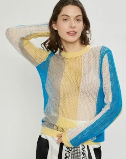 Nina ricci Pulls|Pull fin ajouré en Mohair & Laine mélangés Fishnet multicolore
