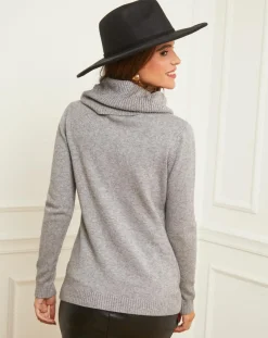 L'Armoire de Suzette Pulls|Pull Gabrielle Col roulé gris clair