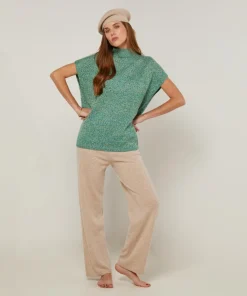 Rodier Pulls|Pull Gaétane coll roulé sans manches vert