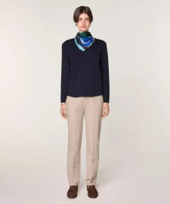 Rodier Pulls|Pull Gertrude 100% laine col rond bleu marine