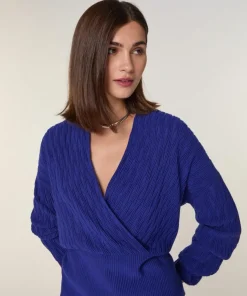 Rodier Pulls|Pull Gisèle 100% Laine Cache-Cœur bleu outremer