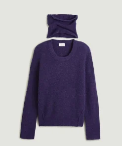 Rodier Pulls|Pull Églantine col amovible violet foncé