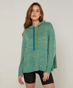 Rodier Pulls|Pull Hortensia à capuche chiné vert