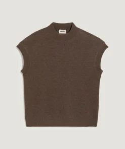 Rodier Pulls|Pull Iphigénie manches courtes col montant marron havane