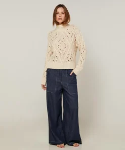 Rodier Pulls|Pull Ivanna en Laine mélangé blanc ivoire