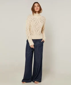 Rodier Pulls|Pull Ivanna en Laine mélangé blanc ivoire