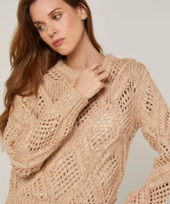 Rodier Pulls|Pull Javotte en Coton & Laine beige ficelle