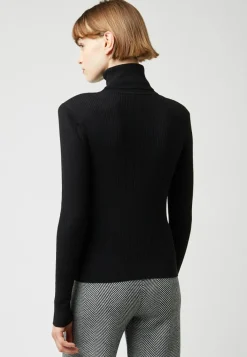 Rodier Pulls|Pull Jeanne-Élise col roulé motifs épaules noir