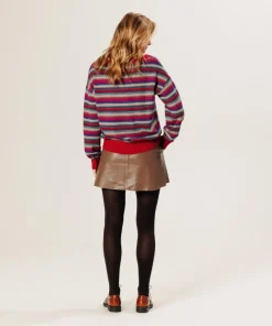 Rodier Pulls|Pull Joy 100% laine col bateau rayé rose fuchsia