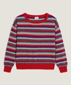 Rodier Pulls|Pull Joy 100% laine col bateau rayé rose fuchsia