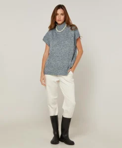 Rodier Pulls|Pull Julie-Annacoll roulé sans manches bleu