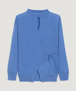 Rodier Pulls|Pull Julie-Rose 100% laine cache-coeur bleu horizon