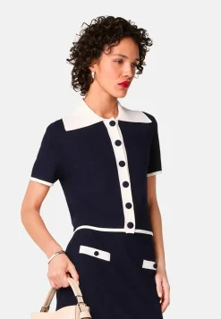 Rodier Pulls|Pull Julie-Rose manches courtes bleu marine