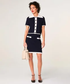 Rodier Pulls|Pull Julie-Rose manches courtes bleu marine