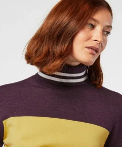 Rodier Pulls|Pull Karla col roulé bicolore violet aubergine