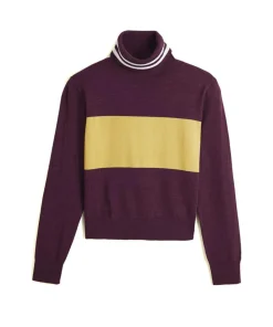 Rodier Pulls|Pull Karla col roulé bicolore violet aubergine