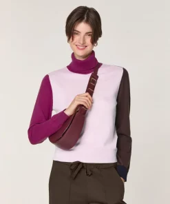 Rodier Pulls|Pull Klarys 100% Laine col roulé multicolore rose pâle