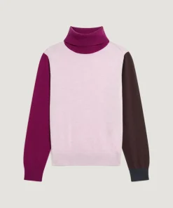 Rodier Pulls|Pull Klarys 100% Laine col roulé multicolore rose pâle