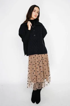 C&Jo Pulls|Pull large à capuche en Cachemire mélangé noir