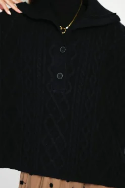 C&Jo Pulls|Pull large à capuche en Cachemire mélangé noir