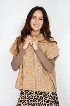 C&Jo Pulls|Pull large à capuche en Cachemire mélangé camel