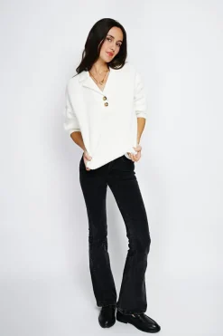 Assuili Pulls|Pull large en Cachemire mélangé col polo naturel