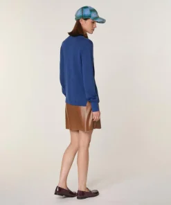 Rodier Pulls|Pull Laury-Anne 100% Laine chaine col V bleu saphir