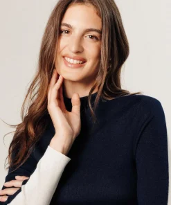 Rodier Pulls|Pull Liesse double face bleu nuit