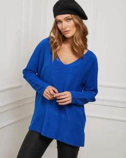 Fleur de cachemire Pulls|Pull Linoi bleu roi