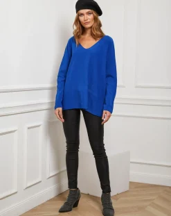 Fleur de cachemire Pulls|Pull Linoi bleu roi