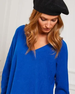 Fleur de cachemire Pulls|Pull Linoi bleu roi
