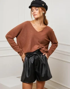 Fleur de cachemire Pulls|Pull Linoi camel