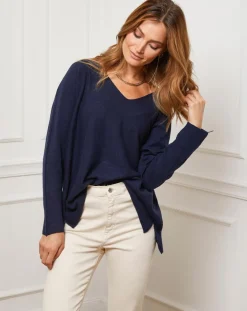 Fleur de cachemire Pulls|Pull Linoi marine