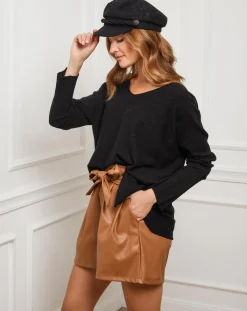 Fleur de cachemire Pulls|Pull Linoi noir