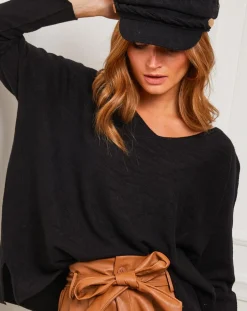 Fleur de cachemire Pulls|Pull Linoi noir