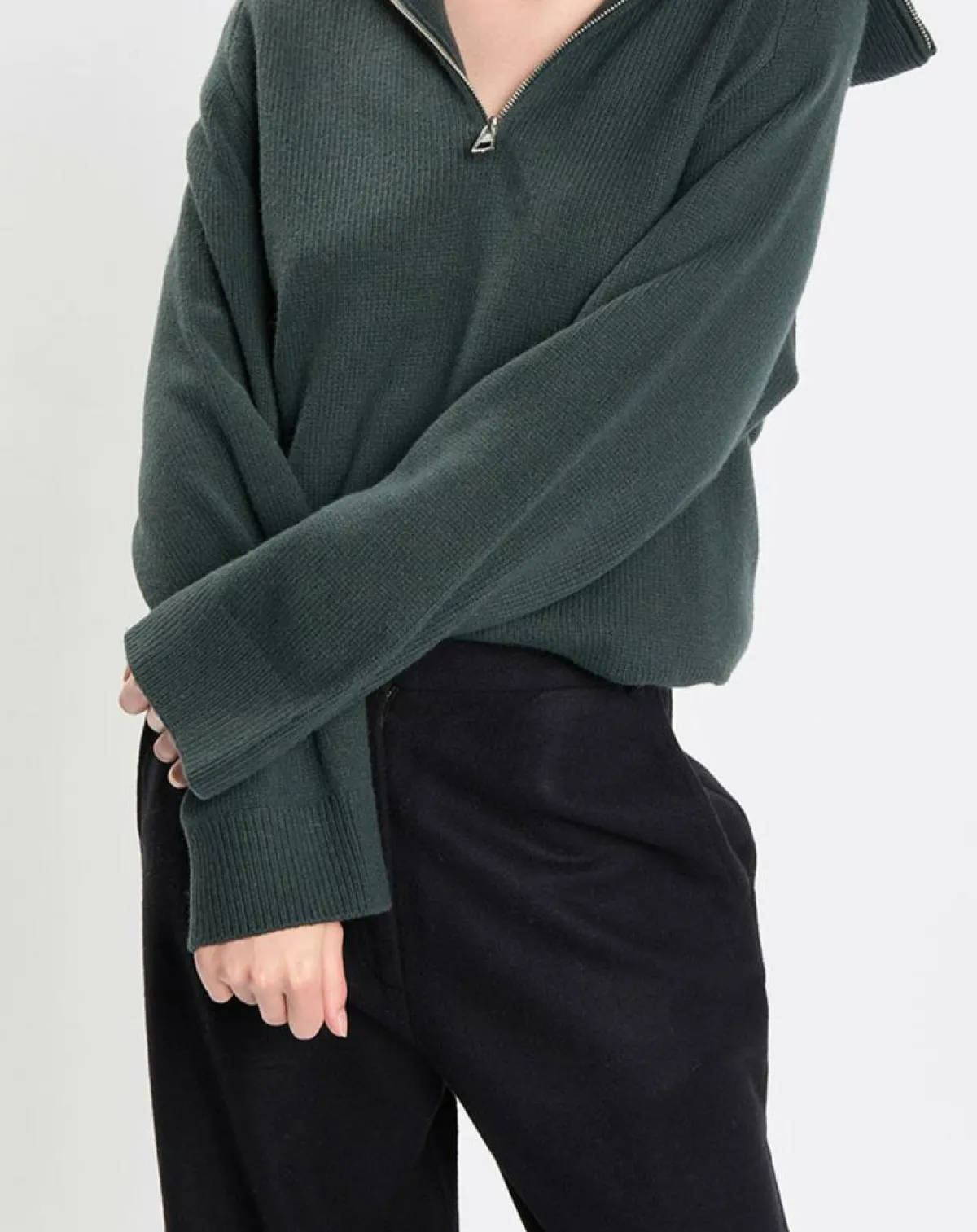 Marc O'Polo Pulls|Pull long en Laine mélangé vert foncé