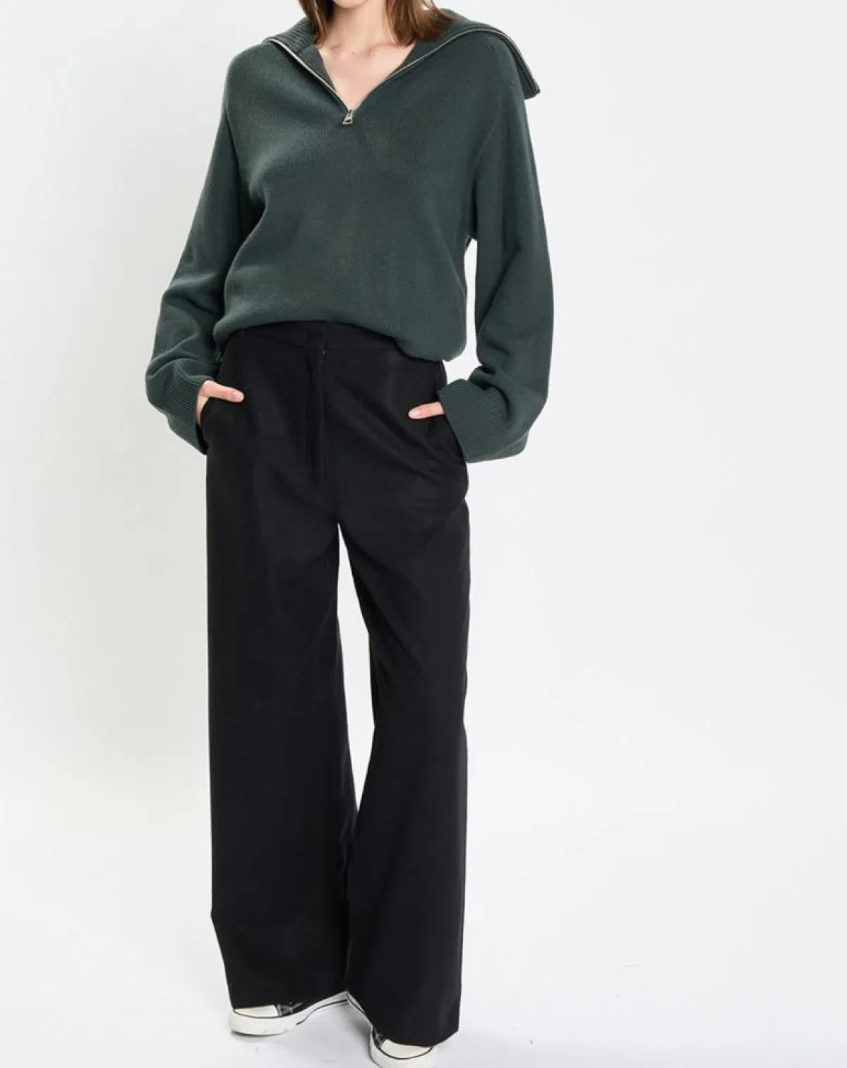 Marc O'Polo Pulls|Pull long en Laine mélangé vert foncé