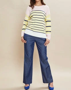 Devernois Pulls|Pull marinière en Laine mélangée Abime jaune/écru