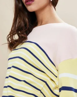 Devernois Pulls|Pull marinière en Laine mélangée Abime jaune/écru