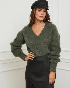 L'Armoire de Suzette Pulls|Pull mi-long kaki