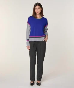 Rodier Pulls|Pull Nattie 100% laine col rond géométrique bleu outremer